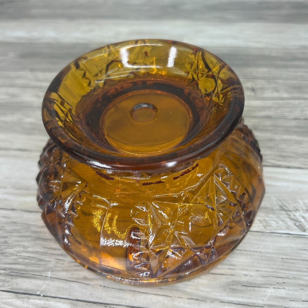 Vintage Indiana Glass Amber Stars & Bars Fairy Lamp Light Base Only - Picture 4 of 7